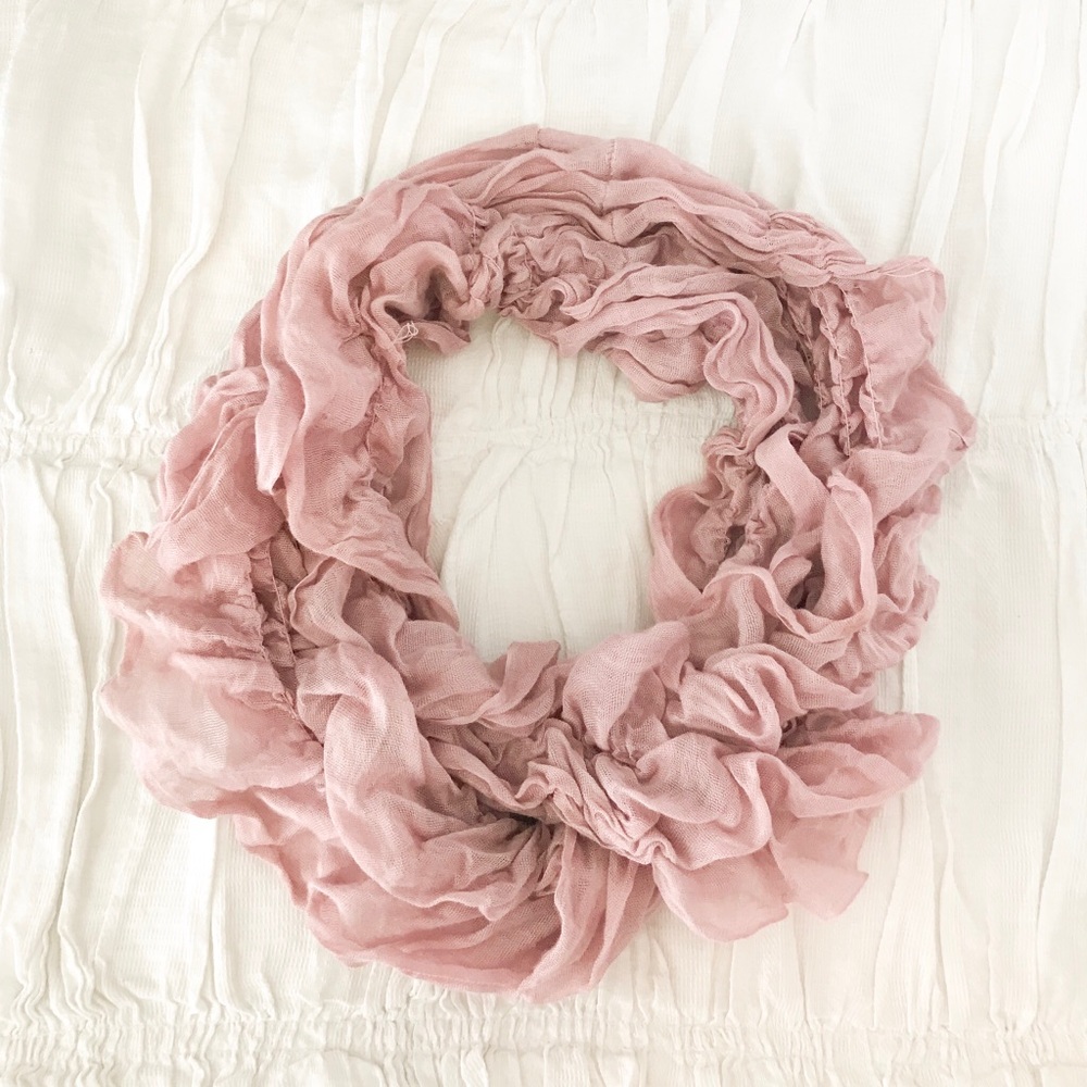 Ruffled blush pink infinity scarf
